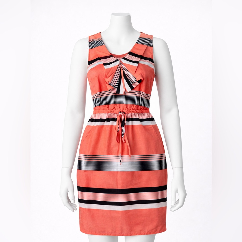 BeBop Coral and Black Striped Mini Dress